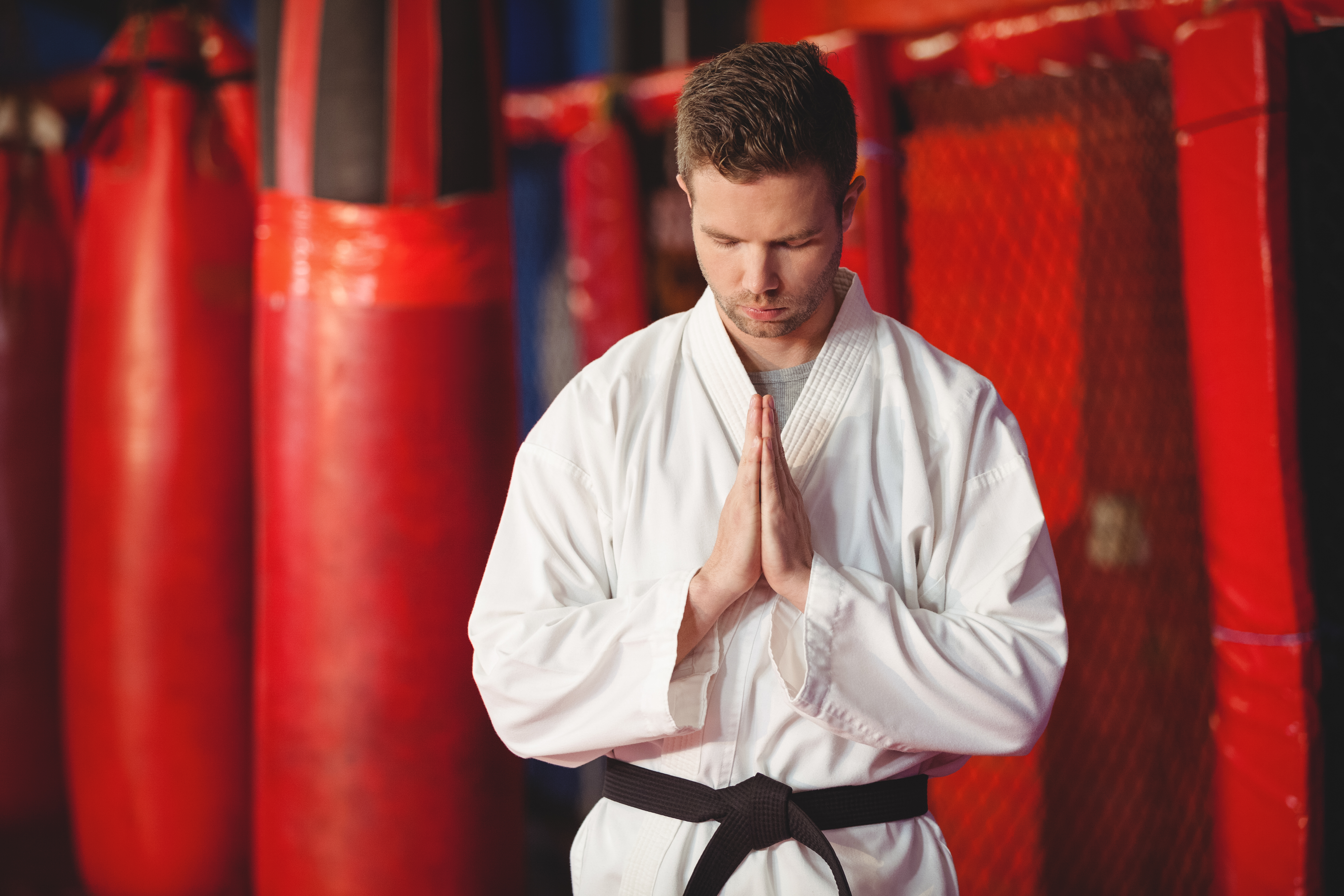 Martial artist in meditation pose